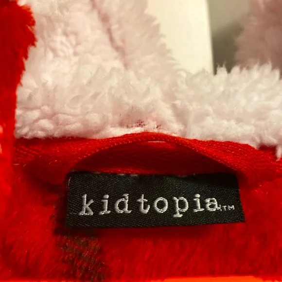EUC [Kidtopia] Plaid Red White Bathrobe Sleepwear Loungwear Youth Sz Large - Picture 4 of 8